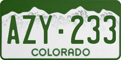 CO license plate AZY233