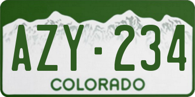 CO license plate AZY234