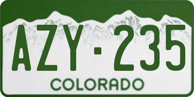 CO license plate AZY235