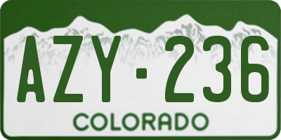 CO license plate AZY236