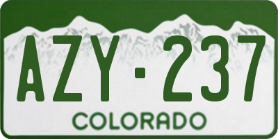 CO license plate AZY237