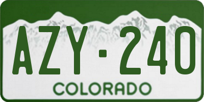 CO license plate AZY240