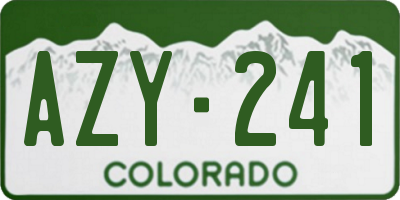 CO license plate AZY241