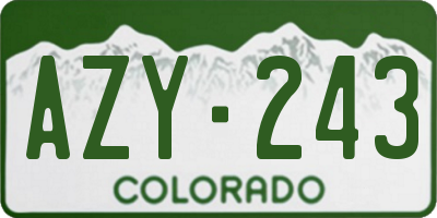 CO license plate AZY243