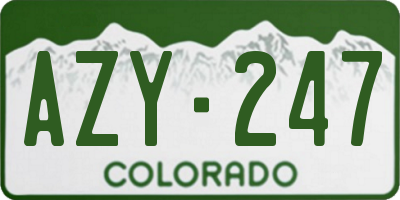 CO license plate AZY247