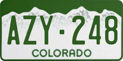 CO license plate AZY248