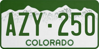 CO license plate AZY250