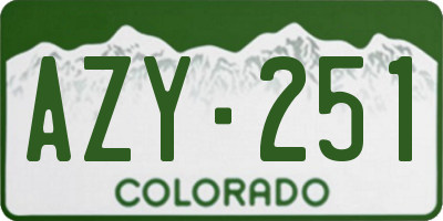 CO license plate AZY251