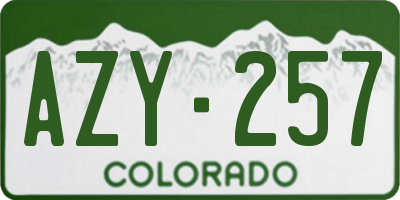 CO license plate AZY257