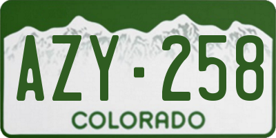 CO license plate AZY258
