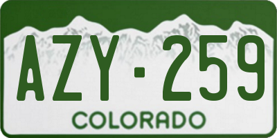 CO license plate AZY259
