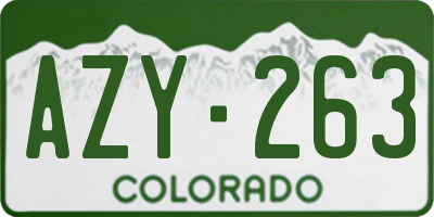 CO license plate AZY263