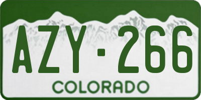 CO license plate AZY266