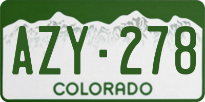 CO license plate AZY278