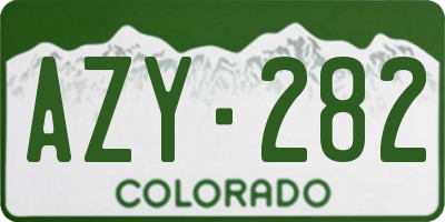 CO license plate AZY282