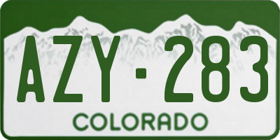 CO license plate AZY283