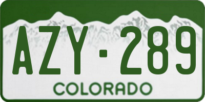 CO license plate AZY289