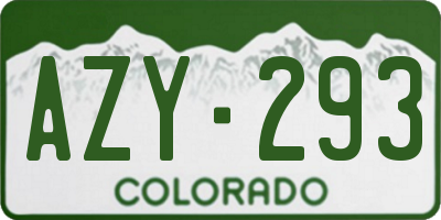 CO license plate AZY293