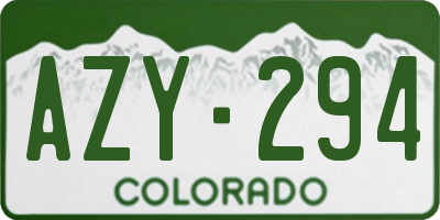 CO license plate AZY294