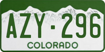 CO license plate AZY296