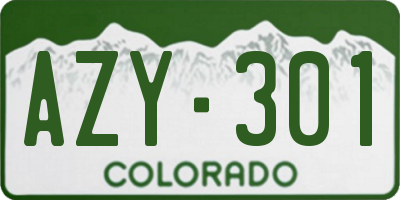 CO license plate AZY301