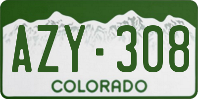 CO license plate AZY308