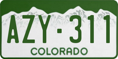 CO license plate AZY311