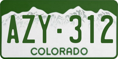 CO license plate AZY312