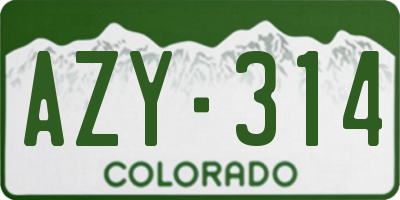 CO license plate AZY314