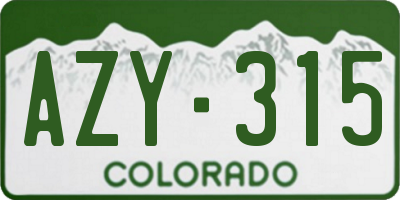 CO license plate AZY315