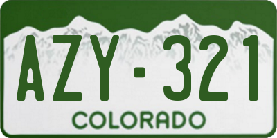 CO license plate AZY321