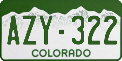 CO license plate AZY322