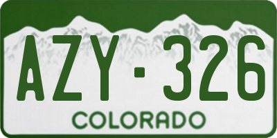 CO license plate AZY326