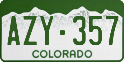 CO license plate AZY357