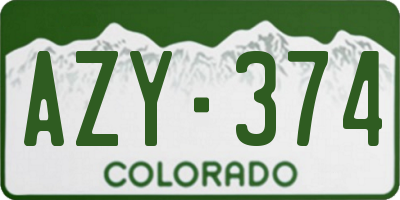 CO license plate AZY374