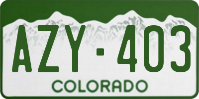 CO license plate AZY403