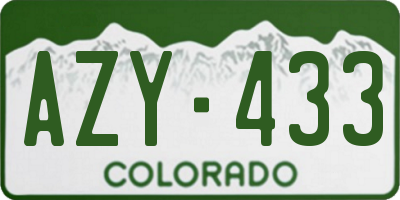 CO license plate AZY433