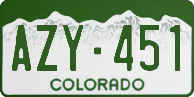 CO license plate AZY451