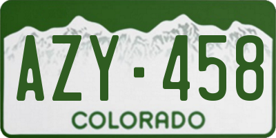 CO license plate AZY458