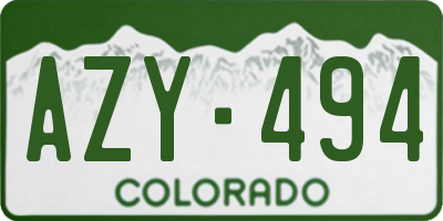 CO license plate AZY494