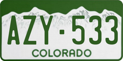 CO license plate AZY533