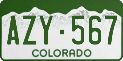 CO license plate AZY567