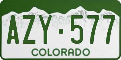 CO license plate AZY577