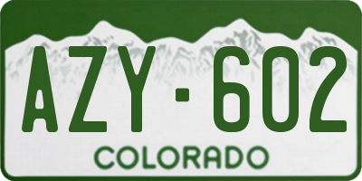 CO license plate AZY602