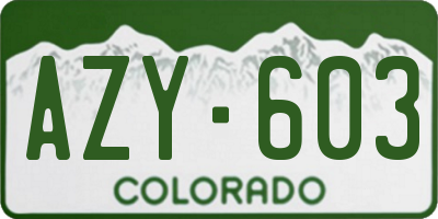 CO license plate AZY603