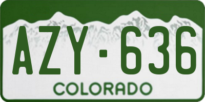 CO license plate AZY636