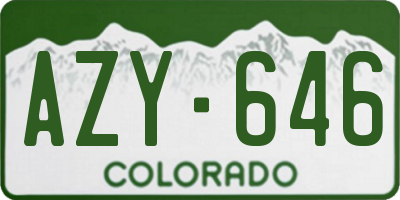 CO license plate AZY646