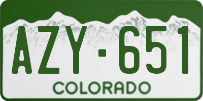 CO license plate AZY651