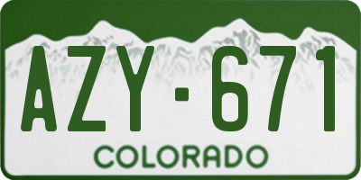 CO license plate AZY671