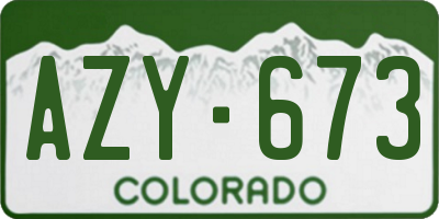 CO license plate AZY673